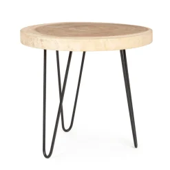 Viadurini Living Moderne Couchtische-Niedriger Couchtisch aus Stahl und Platte aus Naturholz - Crotone