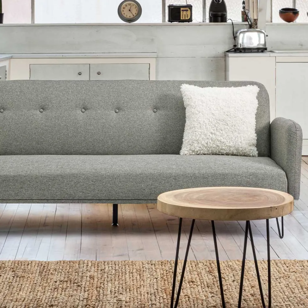 Viadurini Living Moderne Couchtische-Niedriger Couchtisch aus Stahl und Platte aus Naturholz - Crotone