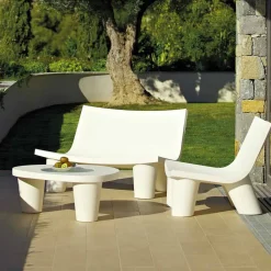 SLIDE Garten Beistelltisch-Niedriger Couchtisch aus Polyethylen und Glas Low Lita Table