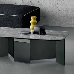 Viadurini Living Moderne Couchtische-Niedriger Couchtisch Wohnzimmer Keramikplatte und Beine aus Rauchglas 3 Größen - Zufällig