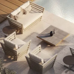 Viadurini in the Garden Garten Beistelltisch-Niedriger Garten-Couchtisch mit Plattenplatte aus Steingut Made in Italy - Bresson