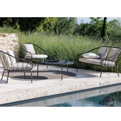 Viadurini in the Garden Metallsessel-Niedriger Gartensessel aus Metall und Kissen Made in Italy - Fontana