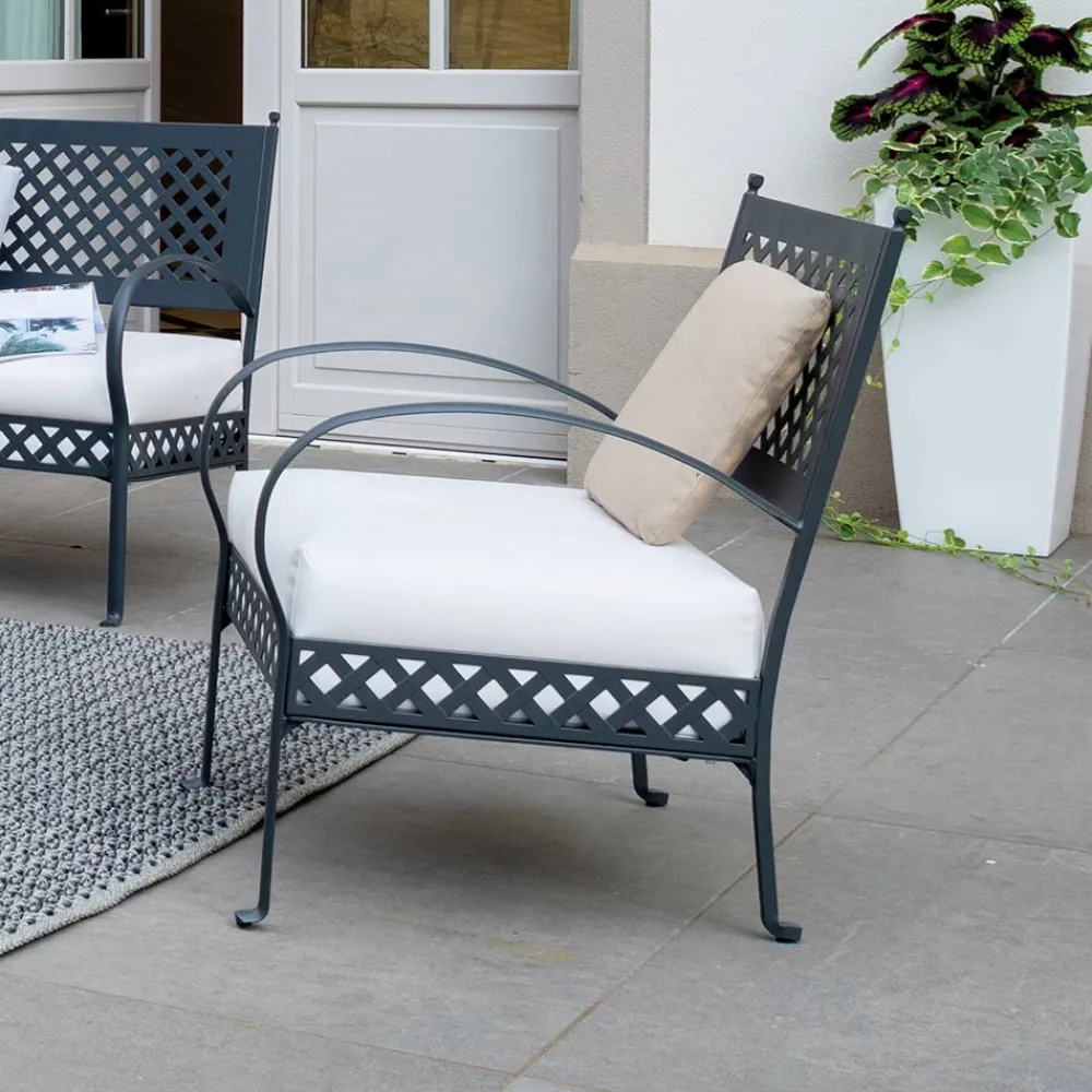 Viadurini in the Garden Metallsessel-Niedriger Gartensessel aus verzinktem Stahl mit Armlehnen Made in Italy - Selvaggia