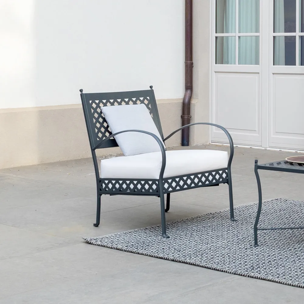 Viadurini in the Garden Metallsessel-Niedriger Gartensessel aus verzinktem Stahl mit Armlehnen Made in Italy - Selvaggia