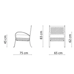 Viadurini in the Garden Metallsessel-Niedriger Gartensessel aus verzinktem Stahl mit Armlehnen Made in Italy - Selvaggia