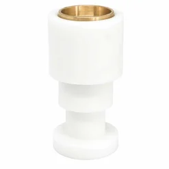 Viadurini Living Kerzenständer-Niedriger Kerzenhalter aus weißem Carrara-Marmor und Messing Made in Italy - Benton