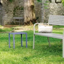 Viadurini in the Garden Outdoor Hocker-Niedriger quadratischer Outdoor-Hocker aus Stahl Made in Italy - Azul