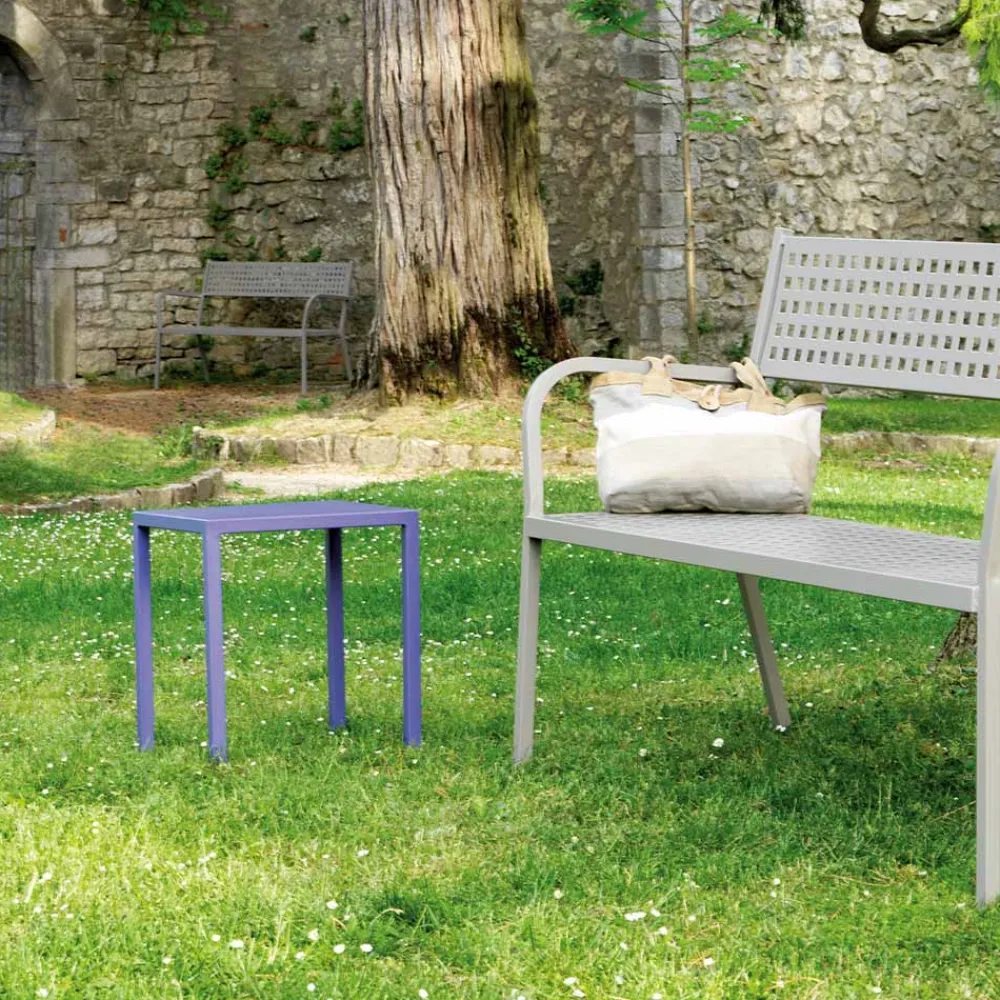 Viadurini in the Garden Outdoor Hocker-Niedriger quadratischer Outdoor-Hocker aus Stahl Made in Italy - Azul