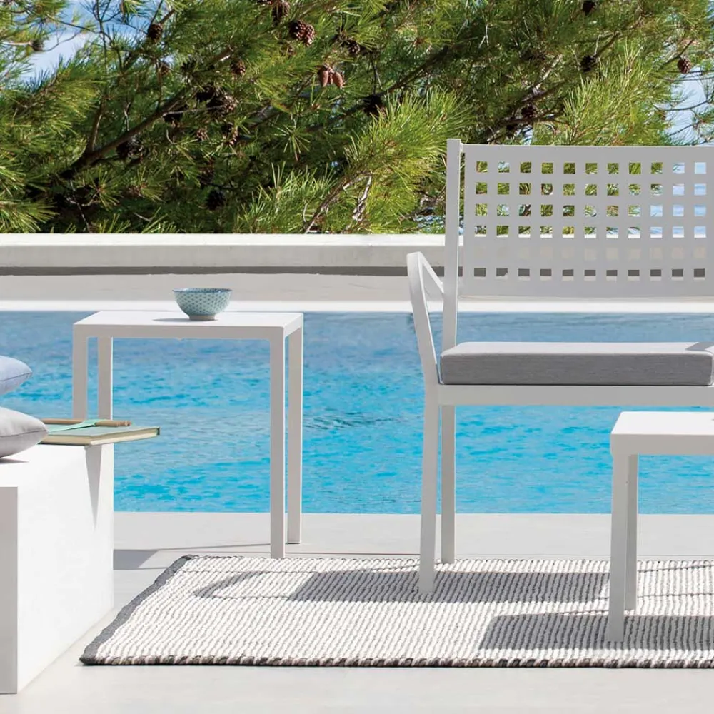 Viadurini in the Garden Outdoor Hocker-Niedriger quadratischer Outdoor-Hocker aus Stahl Made in Italy - Azul