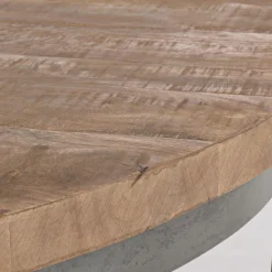 Viadurini Living Moderne Couchtische-Niedriger runder Wohnzimmer-Couchtisch aus Mangoholz und Stahl - Moncheri