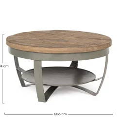 Viadurini Living Moderne Couchtische-Niedriger runder Wohnzimmer-Couchtisch aus Mangoholz und Stahl - Moncheri