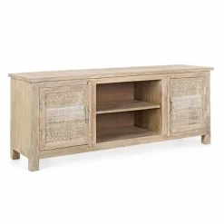 Viadurini Living Tv-Möbel-Niedriger Schrank aus Mangoholz mit handgefertigten Dekorationen von Homemotion - Zotto