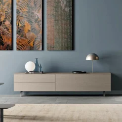 Viadurini Living Sideboards|Tv-Möbel-Niedriger TV-Schrank aus ökologischem Holz 1 Tür und 2 Luxus-Schubladen - Bruno