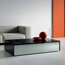 Viadurini Living Moderne Couchtische-Niedriger Wohnzimmertisch aus Rauchglas und Holzschubladen 3 Größen - Mantra