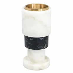 Viadurini Living Kerzenständer-Niedriger zweifarbiger Kerzenhalter aus Marmor und Messing Hergestellt in Italien - Brett