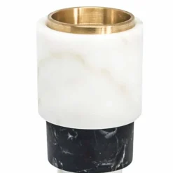 Viadurini Living Kerzenständer-Niedriger zweifarbiger Kerzenhalter aus Marmor und Messing Hergestellt in Italien - Brett