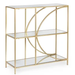 Viadurini Living Moderne Design Bücherregale-Niedriges Bücherregal aus Stahl und 3 Glasböden Elegantes Design - Noralea