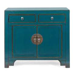 Viadurini Living Anrichte-Niedriges Sideboard mit 2 Türen und 2 Schubladen aus blauem Ulmenholz Homemotion - Konan
