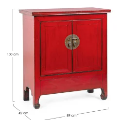 Viadurini Living Anrichte-Niedriges Vintage Sideboard mit 2 Türen aus rotem Ulmenholz Homemotion - Konan