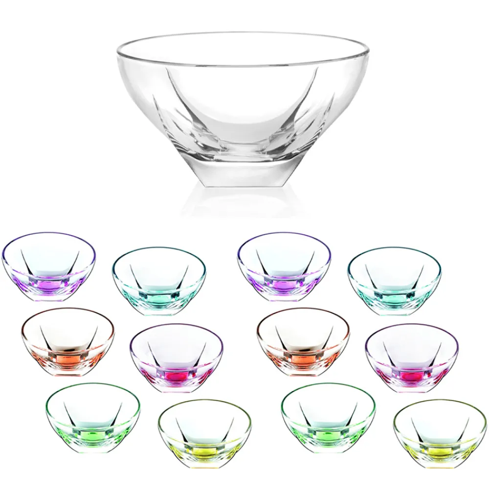 Viadurini Kitchen Italienisches Kristallgeschirr-Obst- oder Eisbecher in farbigem Öko-Kristall 13 Stück - Amalgam