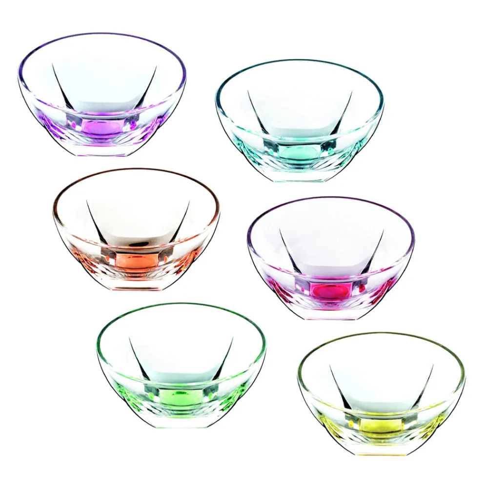 Viadurini Kitchen Italienisches Kristallgeschirr-Obst- oder Eisbecher in farbigem Öko-Kristall 13 Stück - Amalgam