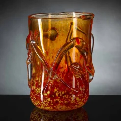 Viadurini Living Deko Vasen-Orangefarbene dekorative Vase aus geblasenem Muranoglas Made in Italy - Mister