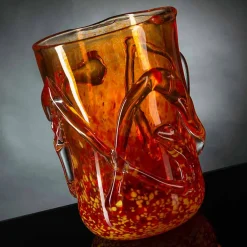 Viadurini Living Deko Vasen-Orangefarbene dekorative Vase aus geblasenem Muranoglas Made in Italy - Mister