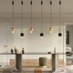 Viadurini Lighting Moderne Pendelleuchten-Oris Metall-Pendelleuchte mit Canneté-Glaszylindern