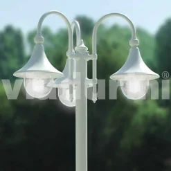 Viadurini Lighting Gartenlampion-Outdoor drei Lichter Laternenpfahl aus weißem Aluminium, made Italy, Anusca