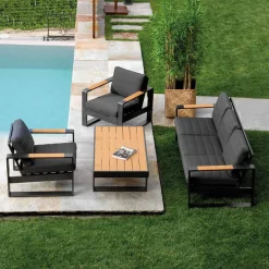 Viadurini in the Garden Garten Lounge Set-Outdoor Lounge aus Aluminium und Polywood Armlehnen - City