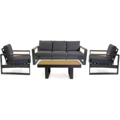 Viadurini in the Garden Garten Lounge Set-Outdoor Lounge aus Aluminium und Polywood Armlehnen - City