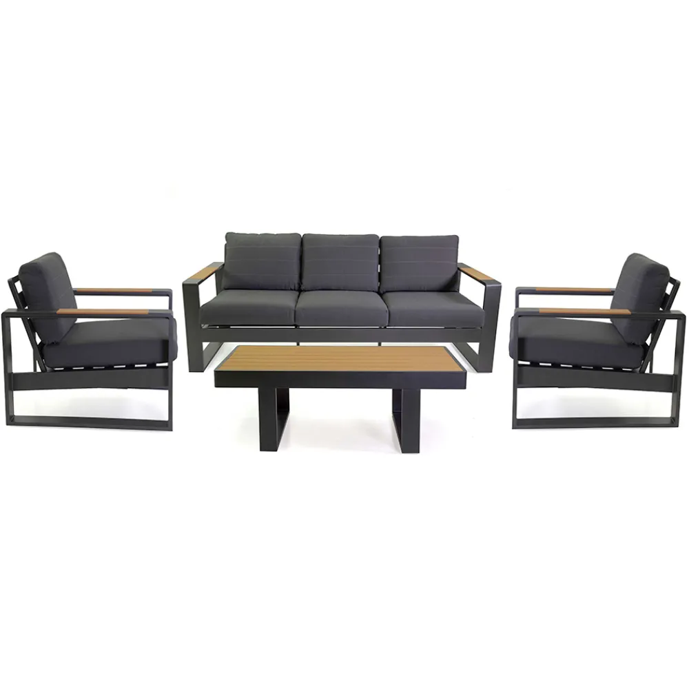 Viadurini in the Garden Garten Lounge Set-Outdoor Lounge aus Aluminium und Polywood Armlehnen - City