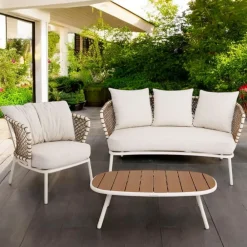 Viadurini in the Garden Garten Lounge Set-Outdoor Lounge mit Aluminiumrahmen und Seilrückenlehne - Skyline