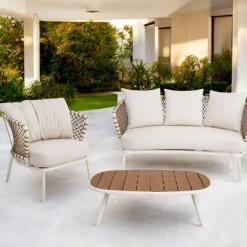 Viadurini in the Garden Garten Lounge Set-Outdoor Lounge mit Aluminiumrahmen und Seilrückenlehne - Skyline