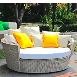 Viadurini in the Garden Gartensofas-Outdoor Polyrattan Loungeliege Strandmuschel handgeflochten