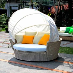 Viadurini in the Garden Gartensofas-Outdoor Polyrattan Loungeliege Strandmuschel handgeflochten