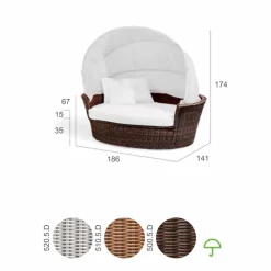 Viadurini in the Garden Gartensofas-Outdoor Polyrattan Loungeliege Strandmuschel handgeflochten