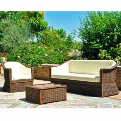 Viadurini in the Garden Gartensofas-Outdoor Polyrattan  Loungesofa 3 Sitzer handgeflochten