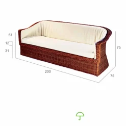 Viadurini in the Garden Gartensofas-Outdoor Polyrattan Loungesofa 3 Sitzer handgeflochten