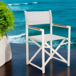 Viadurini in the Garden Gartenstühle Metall-Outdoor Regiestuhl aus Aluminium, Textilene und Teakholz - Bloom