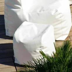 Trona Gartenideen-Outdoor Sitzsack aus weißen Kunstleder