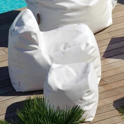 Trona Gartenideen-Outdoor Sitzsack aus weißen Kunstleder