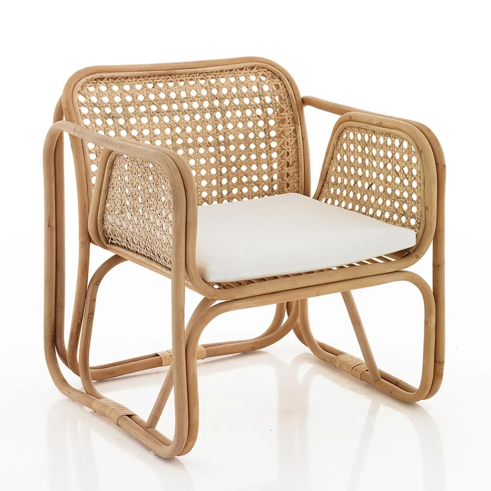 Viadurini in the Garden Sessel Rattan-Outdoor- und Indoor-Rattan-Sessel und Saia-Stoffkissen – Voir