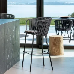 Viadurini in the Garden Outdoor Hocker|Barhocker-Outdoor-Barhocker aus verzinktem Stahl und Seil Made in Italy - Bronn