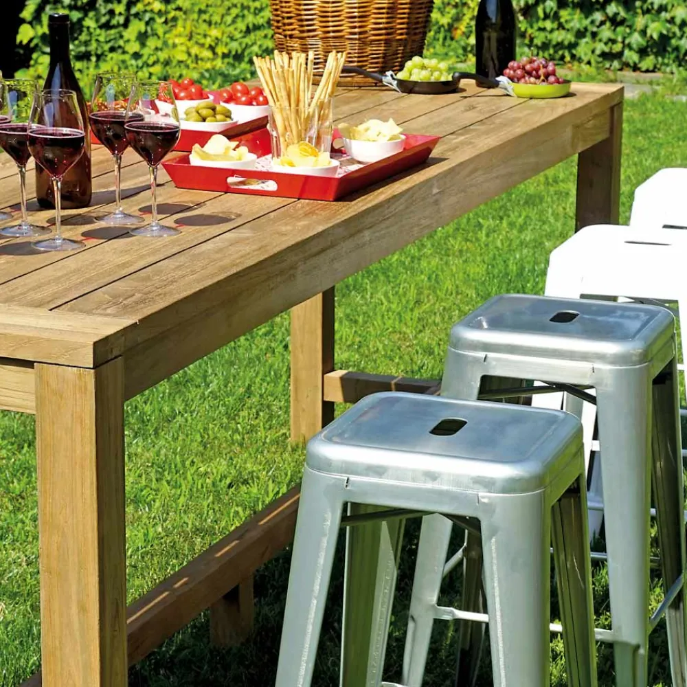 Viadurini in the Garden Bartheke Für Zuhause-Outdoor-Bartheke 250x70 cm aus recyceltem Teakholz - Ansicht