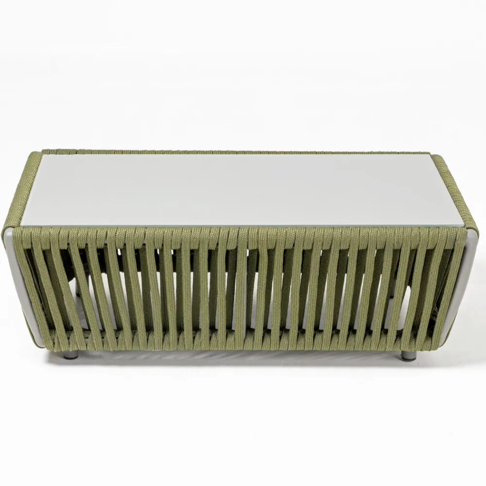 Viadurini in the Garden Garten Beistelltisch-Outdoor-Couchtisch aus Aluminium und gewebtem Stoff - Eugene