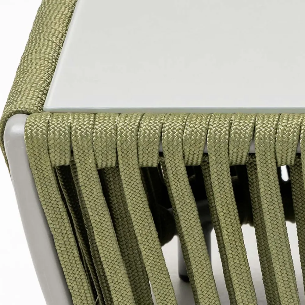 Viadurini in the Garden Garten Beistelltisch-Outdoor-Couchtisch aus Aluminium und gewebtem Stoff - Eugene