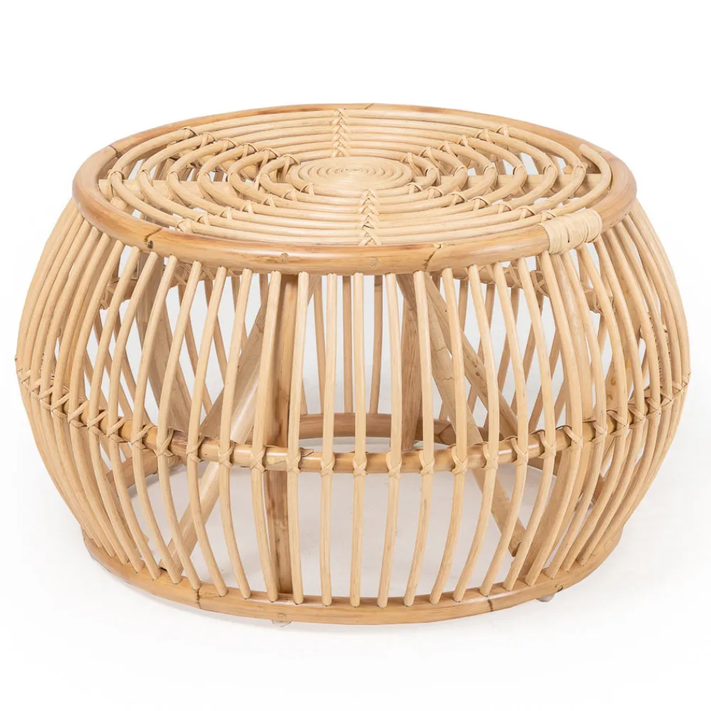 Viadurini in the Garden Garten Beistelltisch-Outdoor-Couchtisch aus natürlichem Rattan, komplett von Hand geflochten - Bellaria