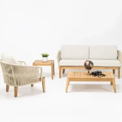 Viadurini in the Garden Garten Beistelltisch-Outdoor-Couchtisch aus natürlichem Teakholz - Jhon