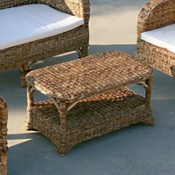 Viadurini in the Garden Garten Beistelltisch-Outdoor-Couchtisch aus natürlichem Bananengeflecht - Dish